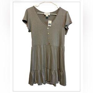 Gray Short Sleeve Mini Dress